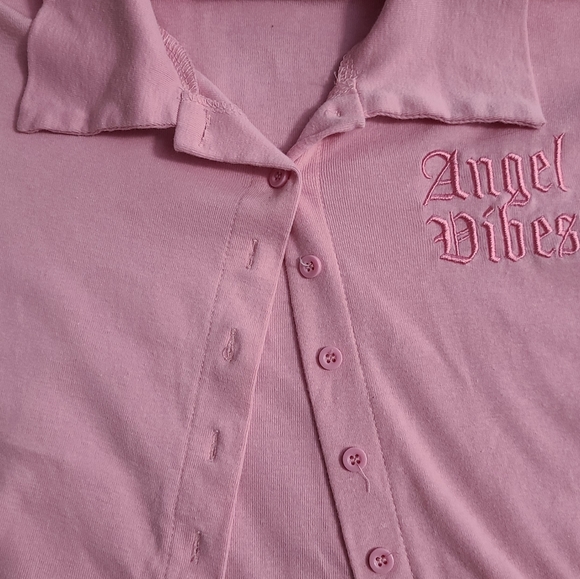 Pink button up crop top Size M - Picture 7 of 8